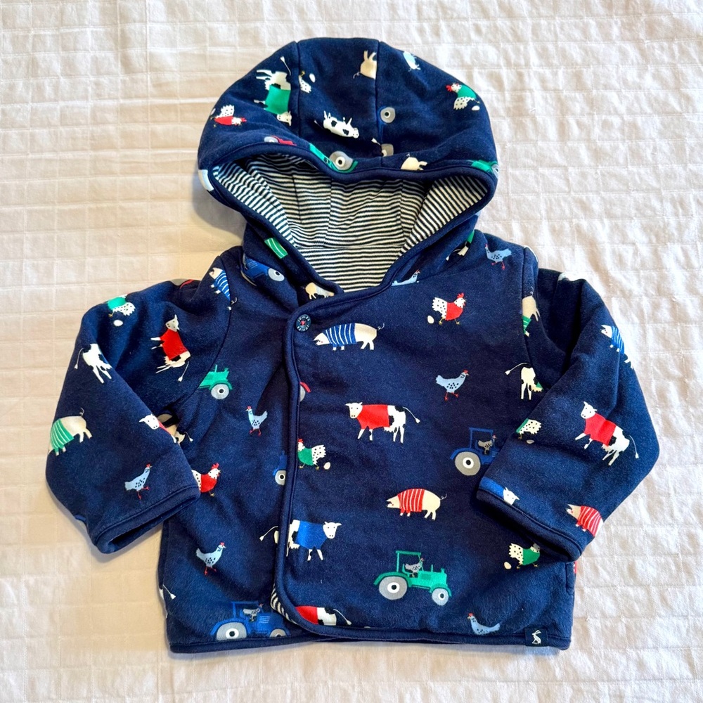Joules double sided animal tractor hooded coat